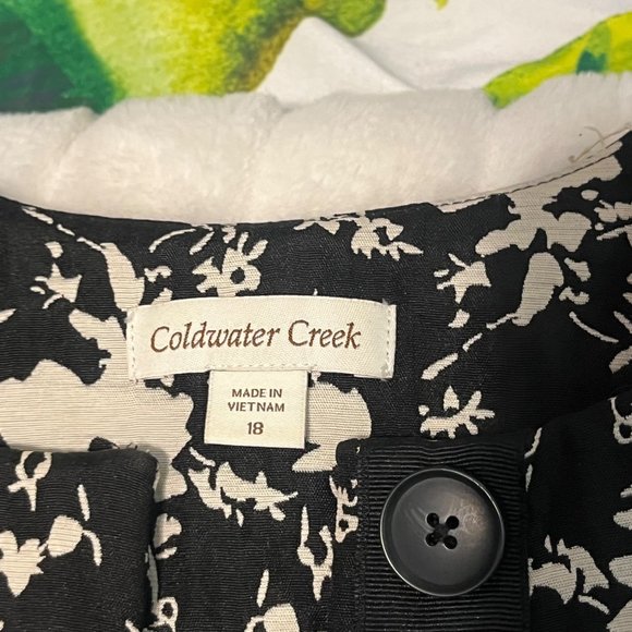 Coldwater Creek Sz 18 Black Ivory Button Down Suit Classic Business Jacket - Picture 11 of 11